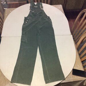 Women's Vintage Y2K Squeeze Denim Bib Overalls Size Small 100% Greenish Gray